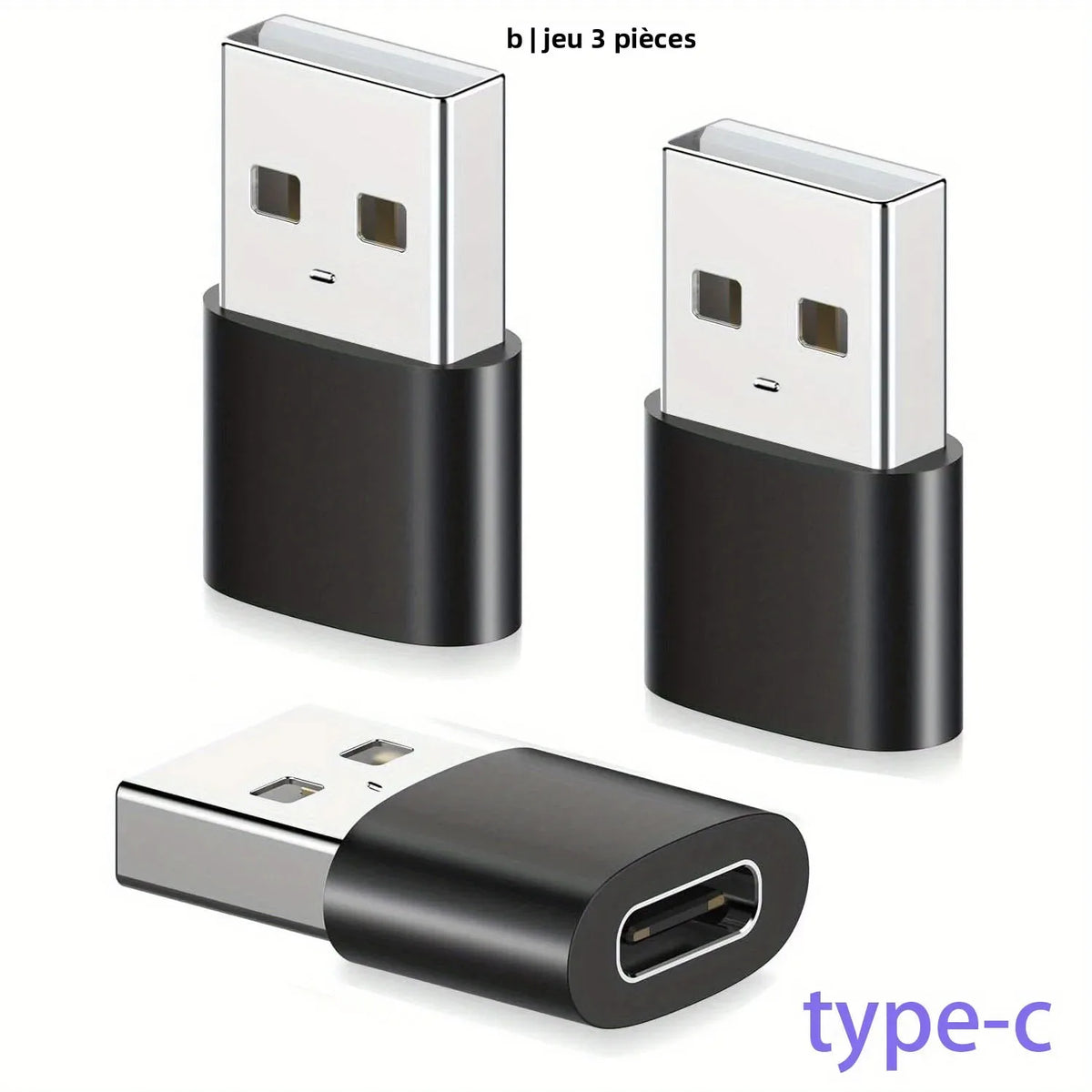 Adaptateur USB-A vers USB-C Lot de 3 OTG – CLEVI Paris