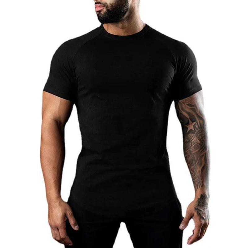 T-Shirt Homme Coton Col Rond Manches Courtes Slim Fit Sport Fitness Gym 6 Coloris – CLEVI Paris