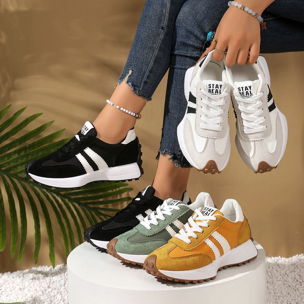 Baskets Femme Lacets Semelle Épaisse Antidérapante Casual Sport – CLEVI Paris