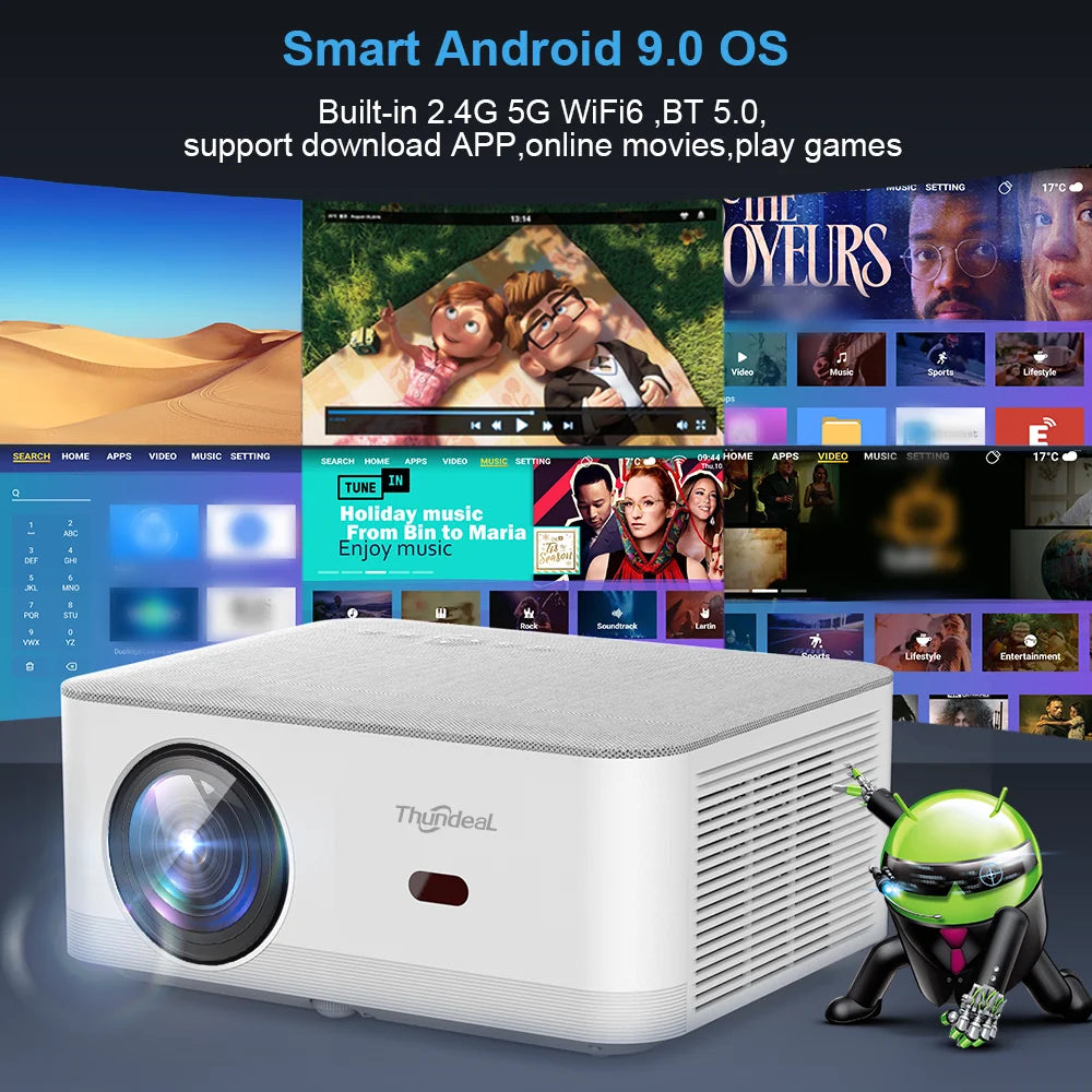 ThundeaL TD92 Pro Projecteur Android 9 1080P 4K 1100 ANSI WiFi 6 BT 5.0 3D Son HiFi – CLEVI Paris