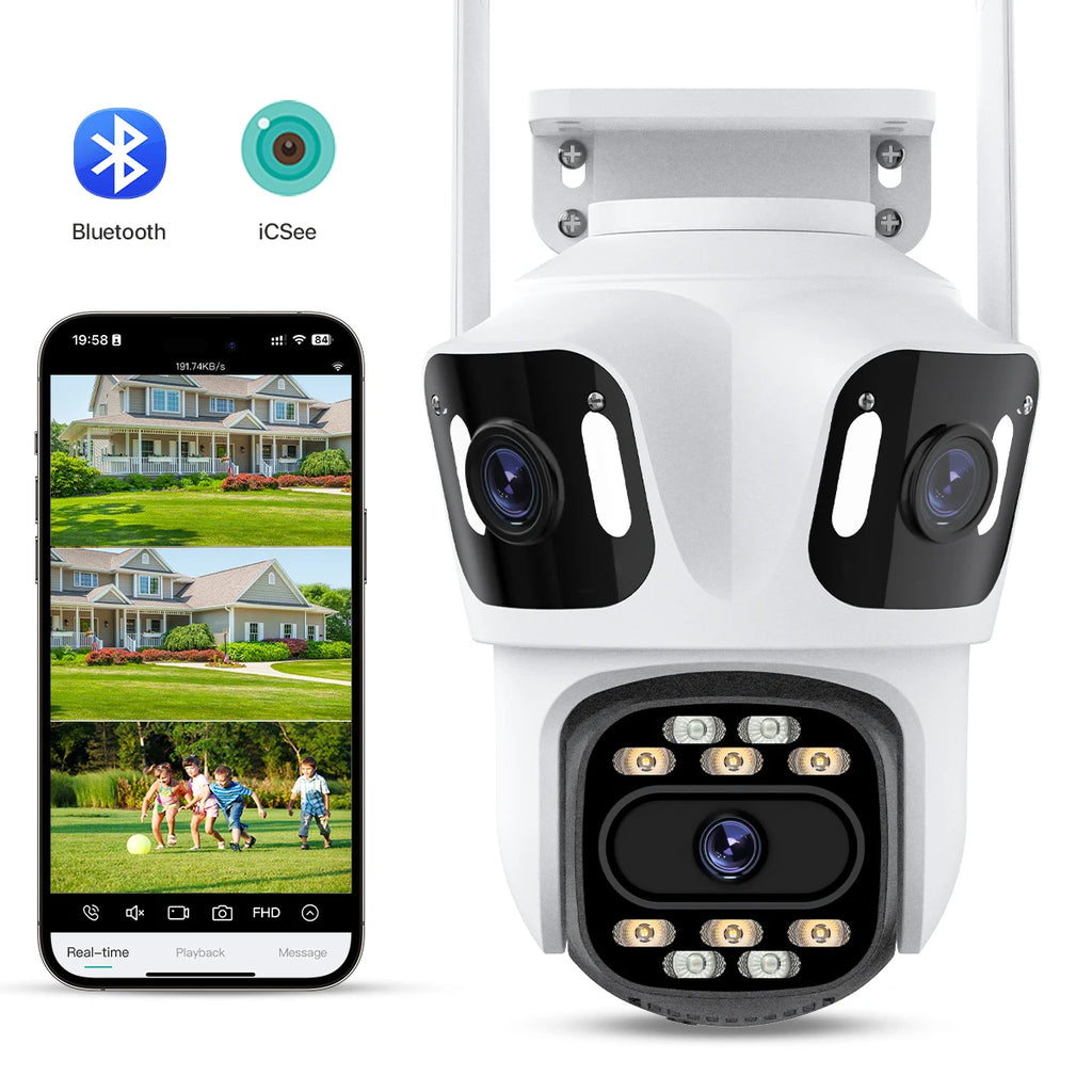 Caméra Surveillance WiFi PTZ 2/3 Objectifs — Vision Nocturne, IA & IP66 — CLEVI Paris