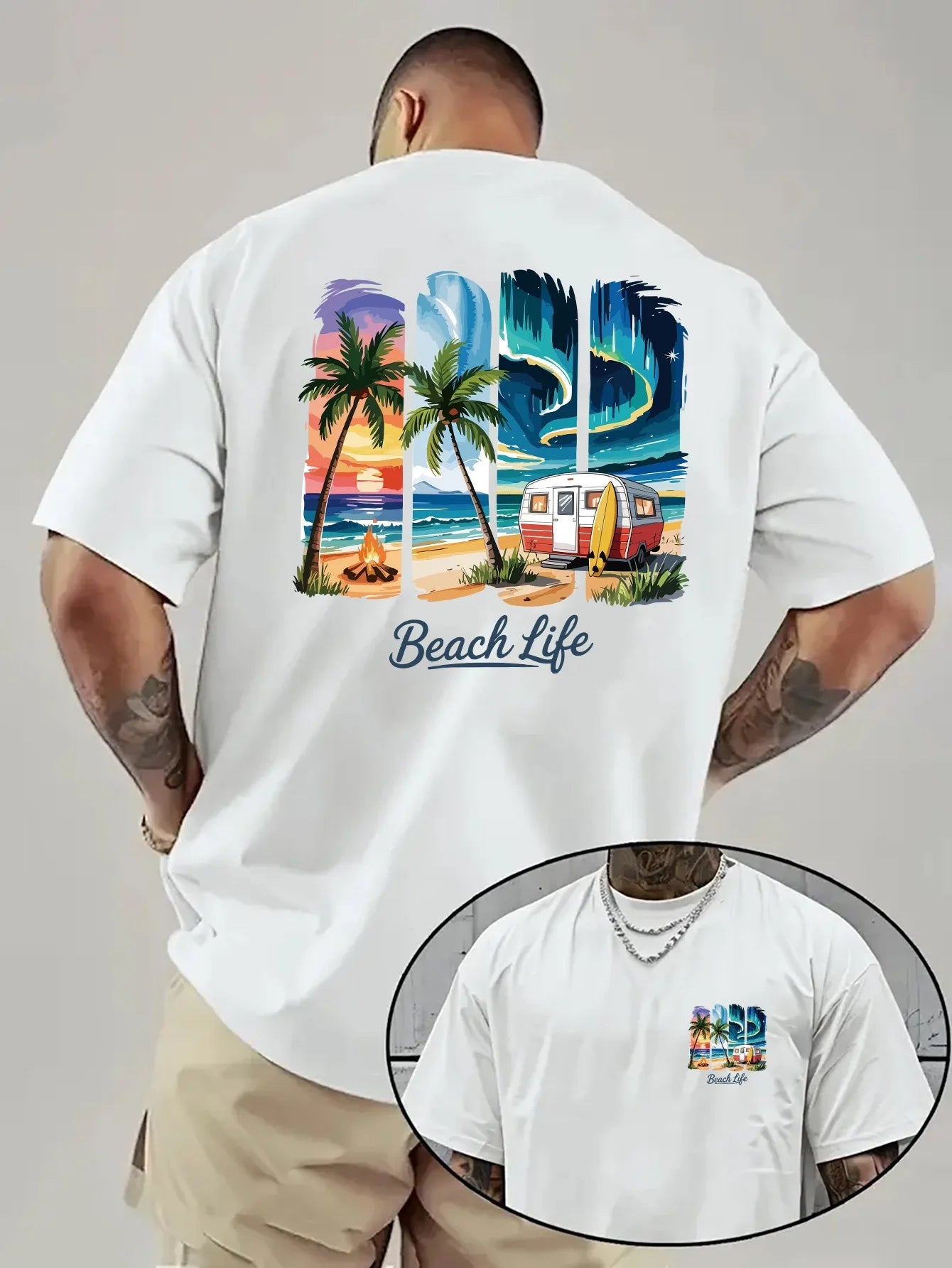 T-Shirt Homme 100% Coton Loose Col Rond Imprimé Lettres Style Américain 18 Coloris – CLEVI Paris