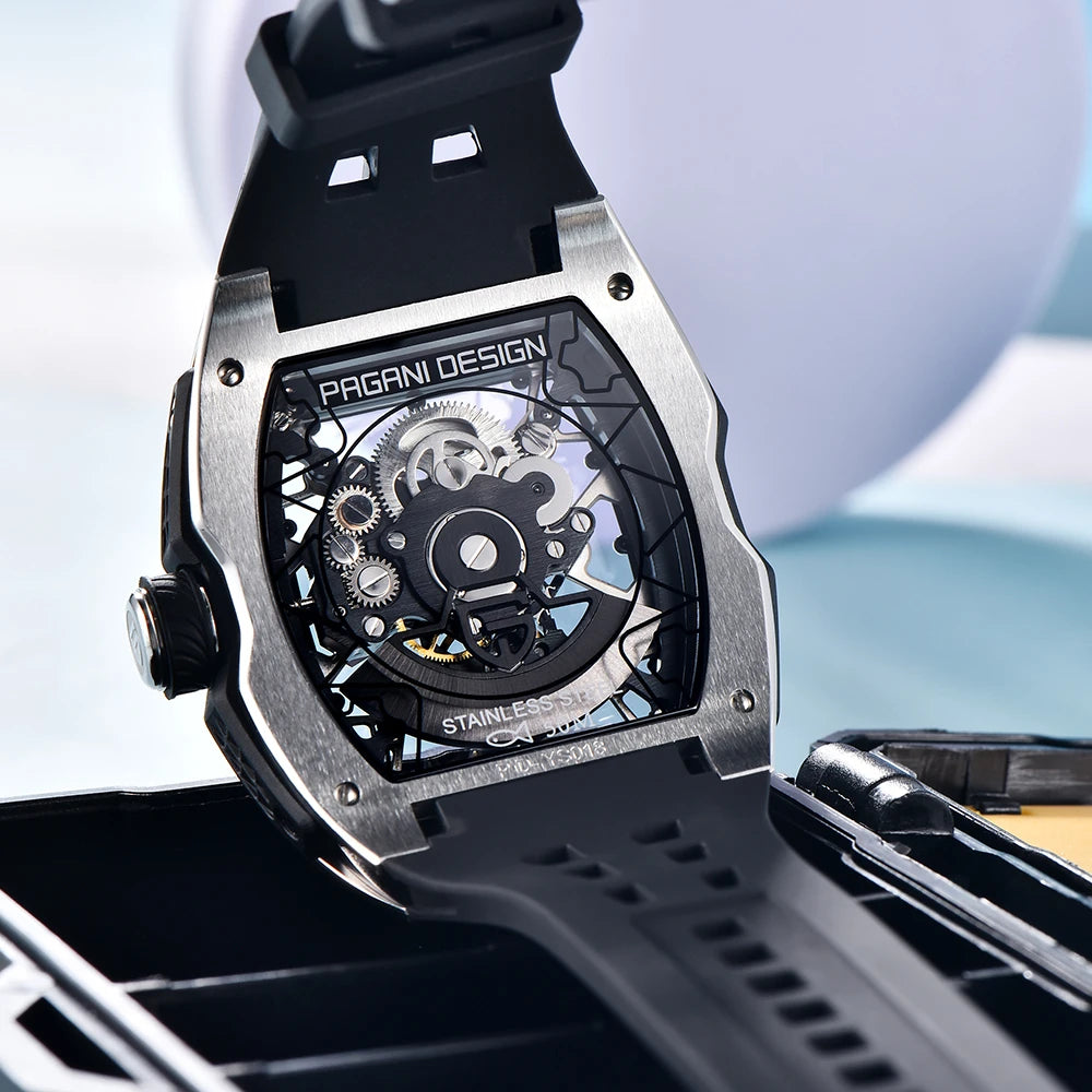 Montre Homme Automatique Squelette Tonneau Caoutchouc Pagani Design PD-YS018 – CLEVI Paris