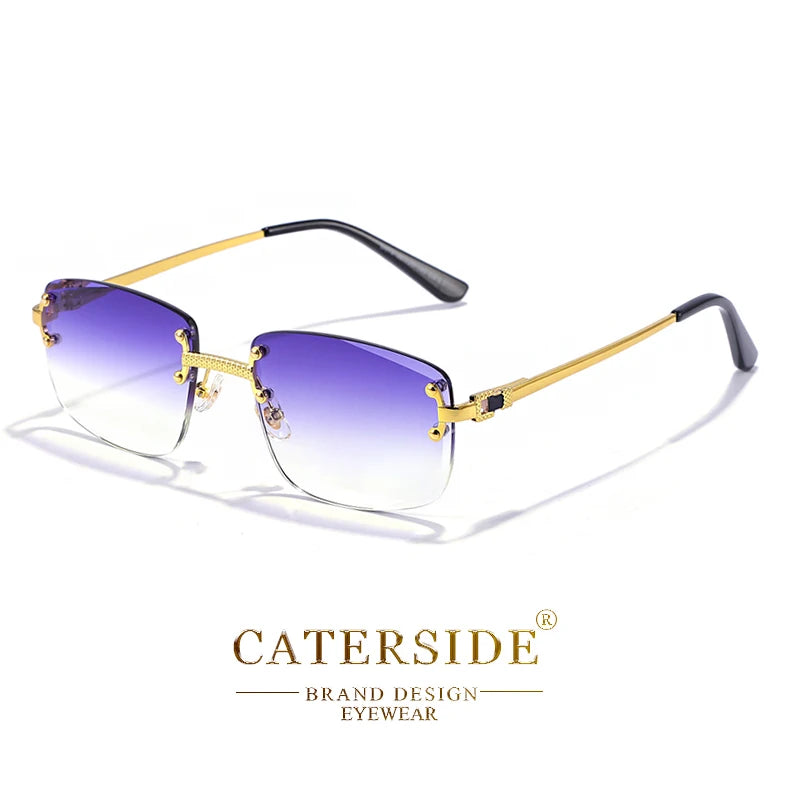 Lunettes de Soleil Rectangulaires Sans Monture Punk CATERSIDE – Verres Dégradés UV400 – CLEVI Paris