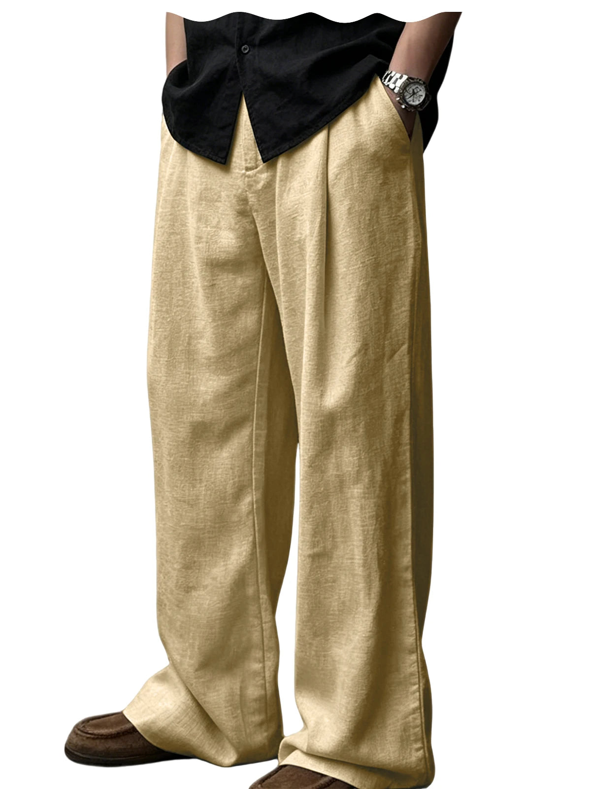 Pantalon homme plissé taille haute jambes larges – CLEVI Paris