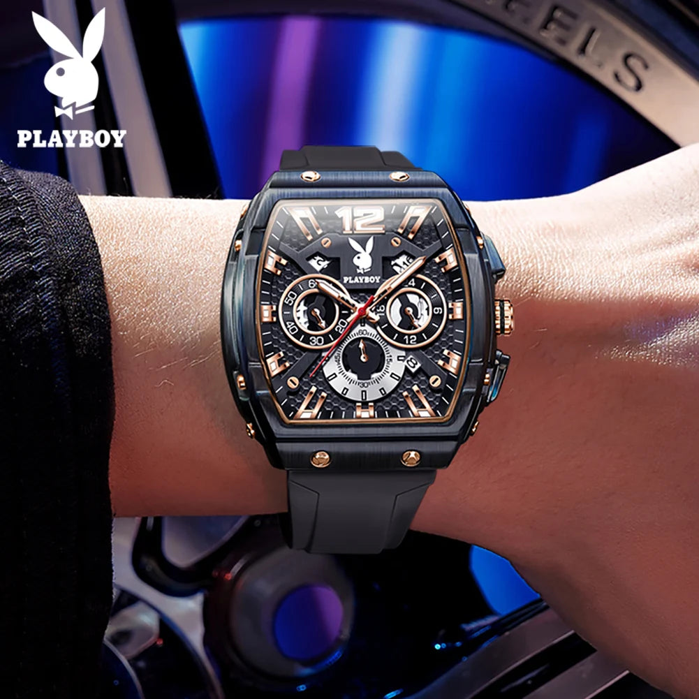 Montre Quartz Homme PLAYBOY 3075 Tonneau Calendrier Complet – CLEVI Paris