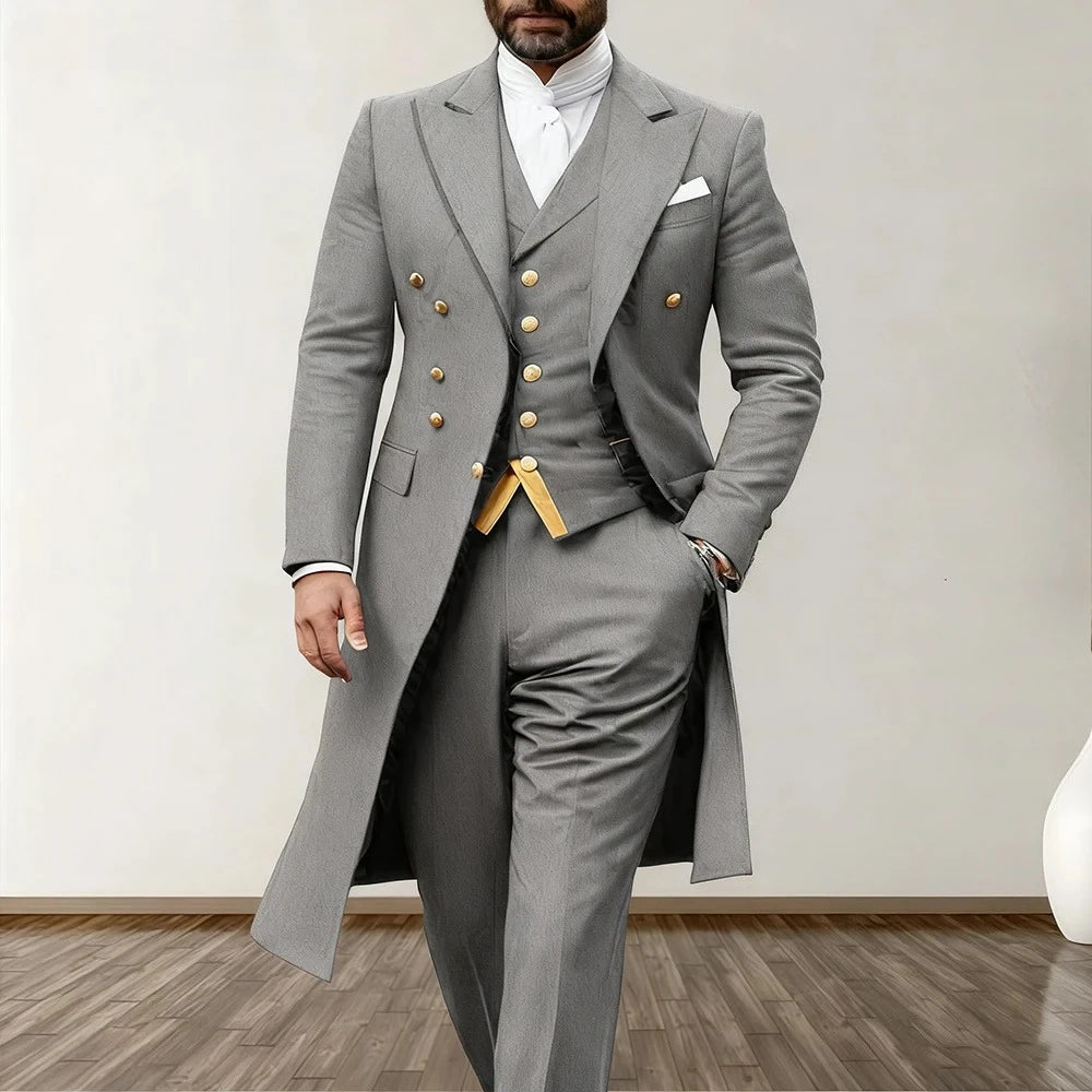 Costume 3 Pièces Homme – Smoking Satin Blazer + Gilet + Pantalon | Mariage & Soirée | XS-5XL