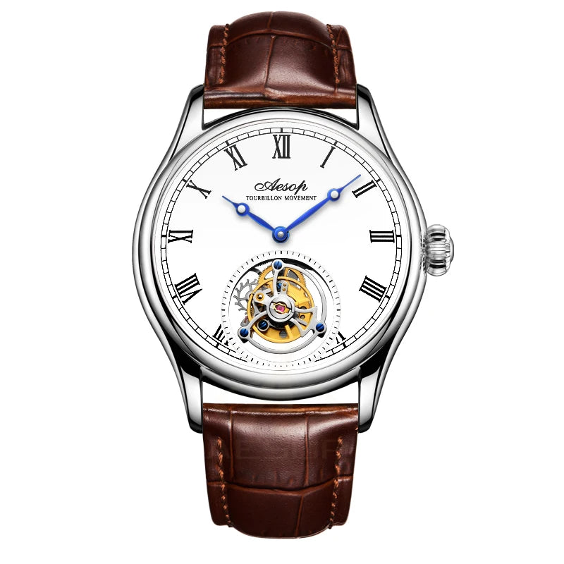 AESOP 7021 & 7061 Montre Homme Tourbillon Squelette Saphir Étanche 5ATM – CLEVI Paris
