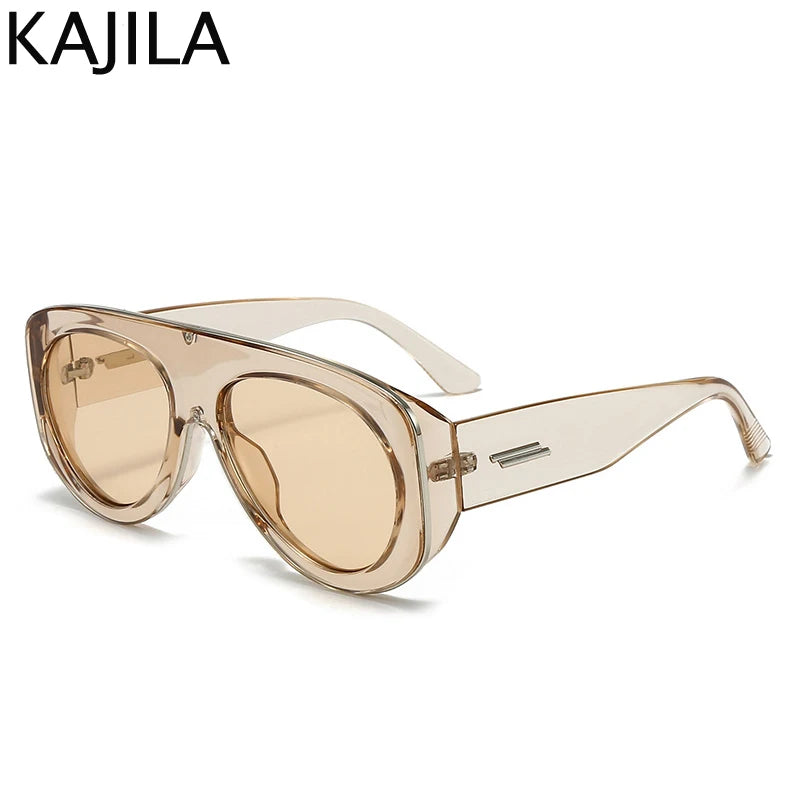 Lunettes de Soleil Oversize Ovales Pilot Y2K UV400 Dégradé Femme – CLEVI Paris