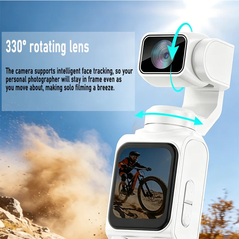 Action Cam 4K WiFi – Rotation 330°, Écran Tactile 1,72", Suivi de Visage, Vlog & Sport – CLEVI Paris