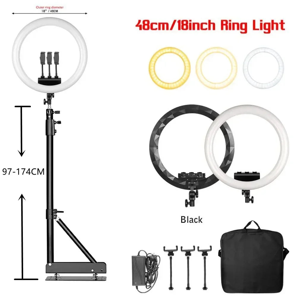 Anneau lumineux LED SH 45 cm, supports au choix – CLEVI Paris