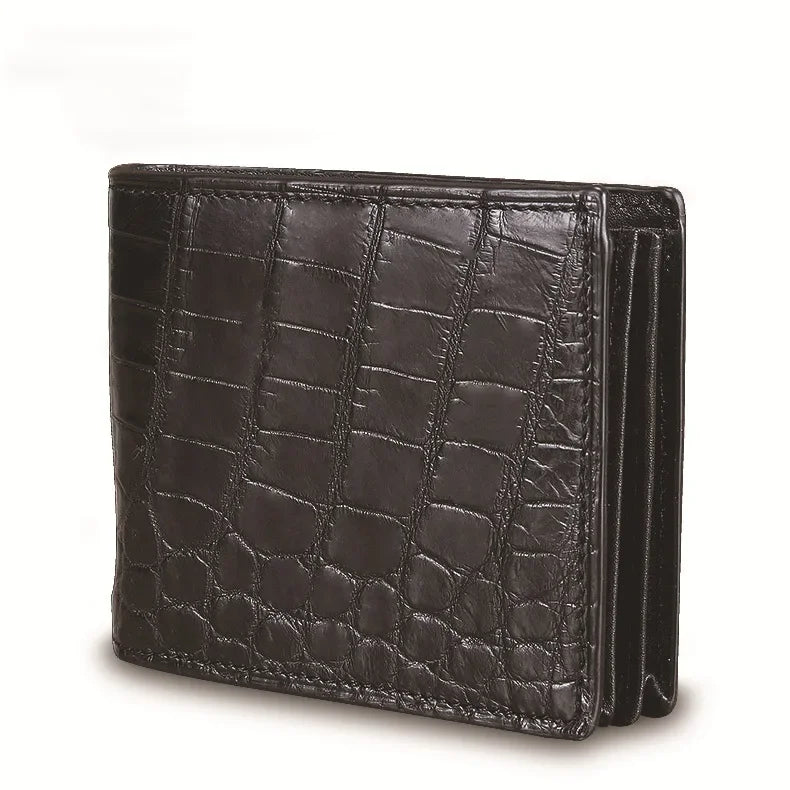 Portefeuille Court Homme Cuir Crocodile Véritable Motif Alligator – CLEVI Paris