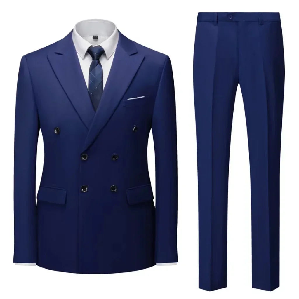Costume Homme 2 Pièces Double Boutonnage Col Cranté Slim 17 Coloris Grande Taille Sur-Mesure – CLEVI Paris