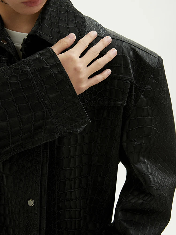 Veste Courte Homme Simili Cuir Imprimé Crocodile – CLEVI Paris