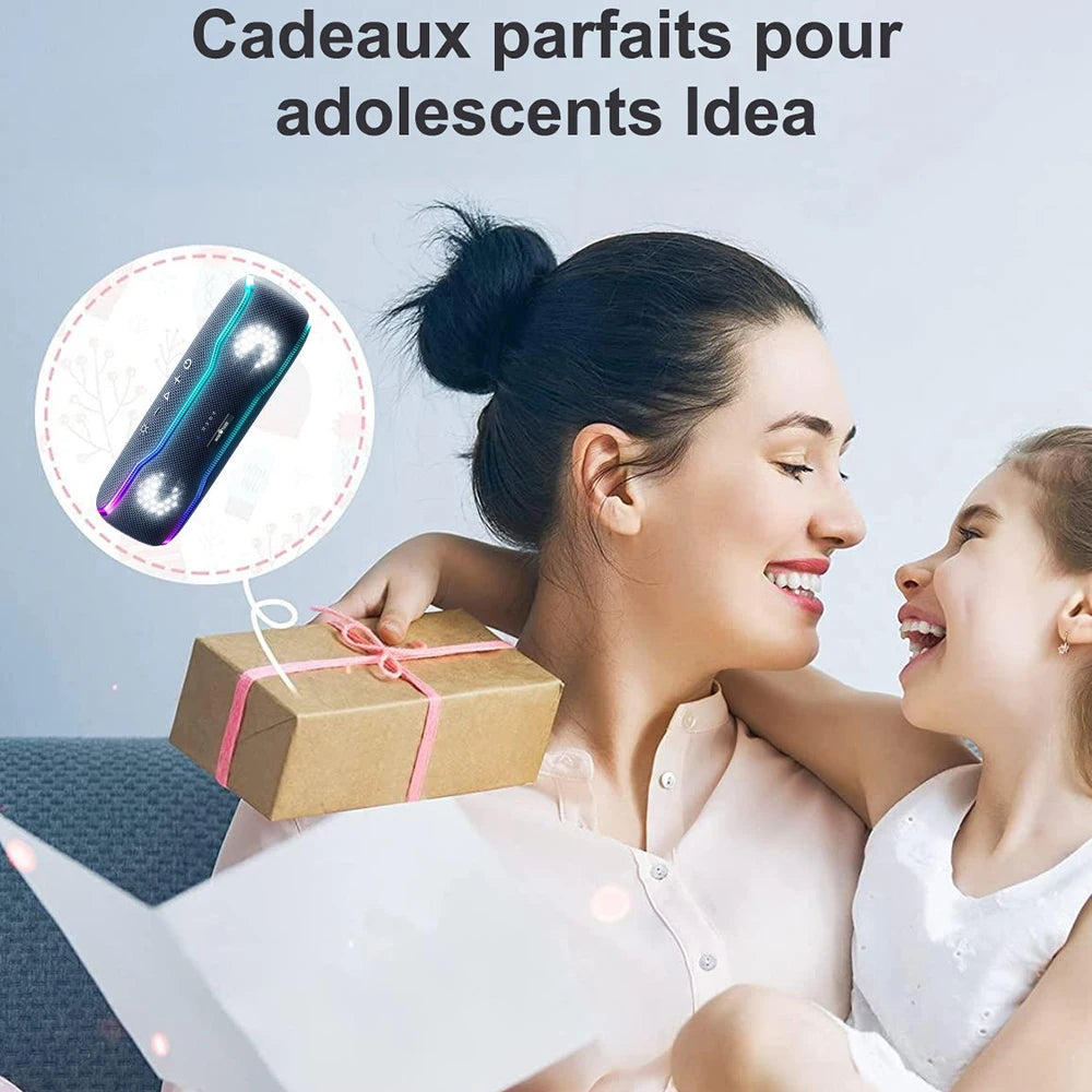 Enceinte Bluetooth Outdoor 25W – IPX7, 24h, Lumières RGB, Stéréo | WISETIGER F10C
