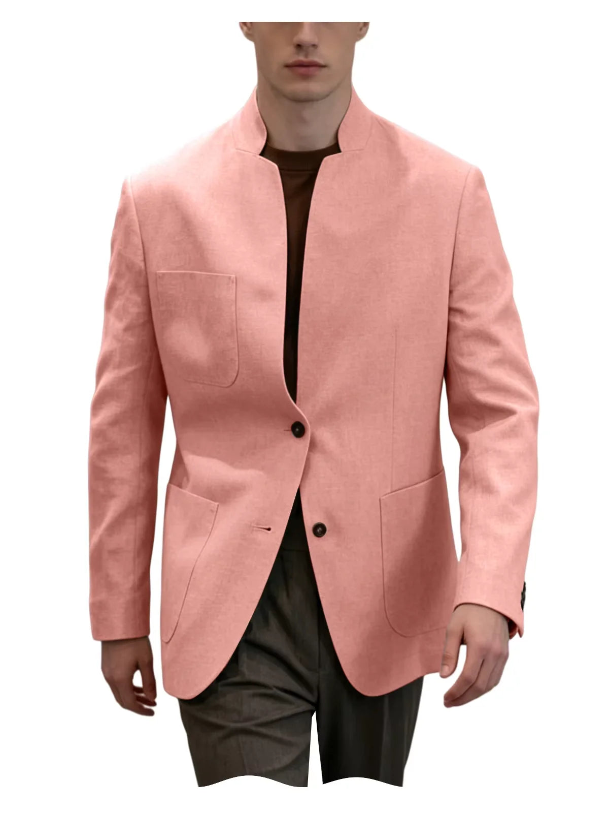 Blazer Lin Homme Col Mandarin – CLEVI Paris