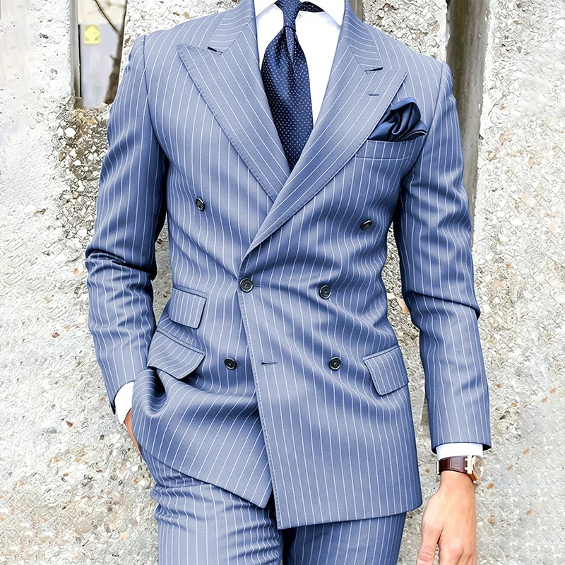 Costume 2 Pièces Homme Double Boutonnage Revers Pointu Slim Fit – CLEVI Paris