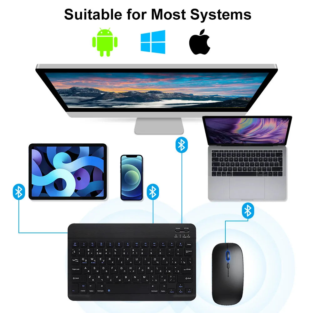 Clavier Bluetooth Sans Fil EMTRA | Silencieux, Multi-Langues, iOS Android Windows, Tablette & PC – CLEVI Paris