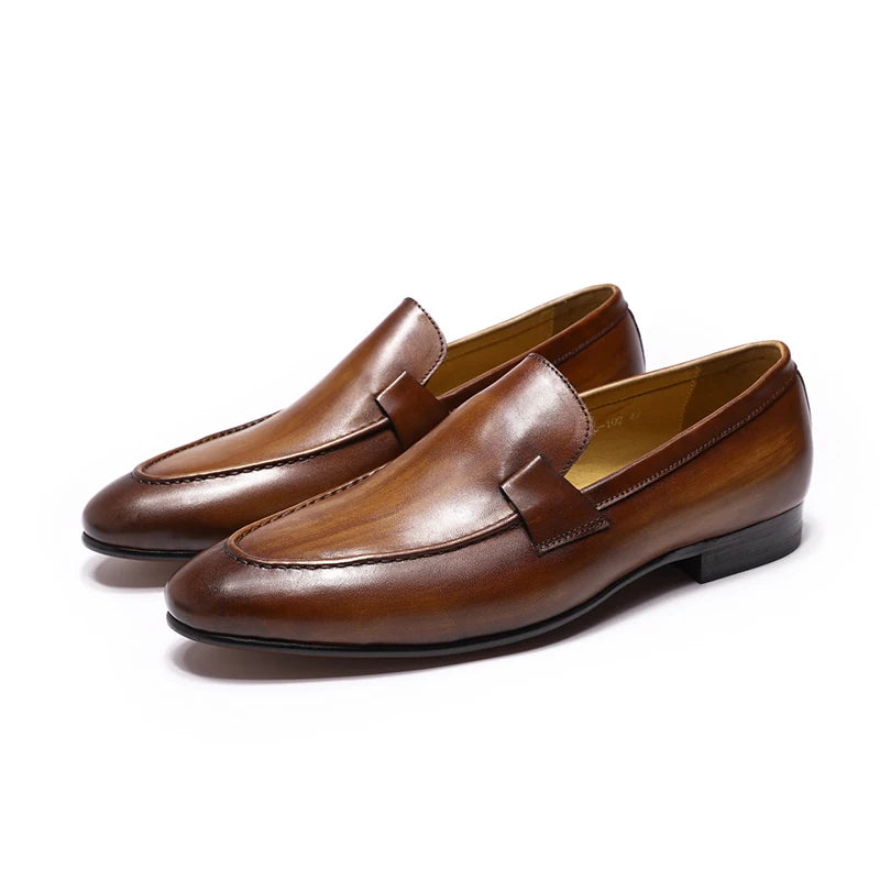 Loafer Cuir Véritable Homme Peint à la Main Slip-On Mariage & Business – CLEVI Paris