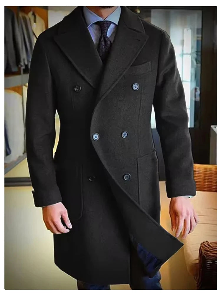 Manteau homme long double boutonnage – CLEVI Paris