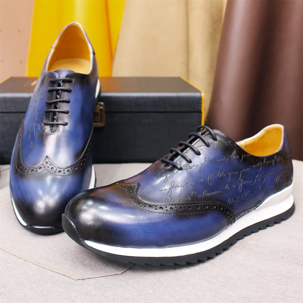 Loafer Homme Cuir Fait Main | Rehaussant Lacets Motif Totem Bureau Casual