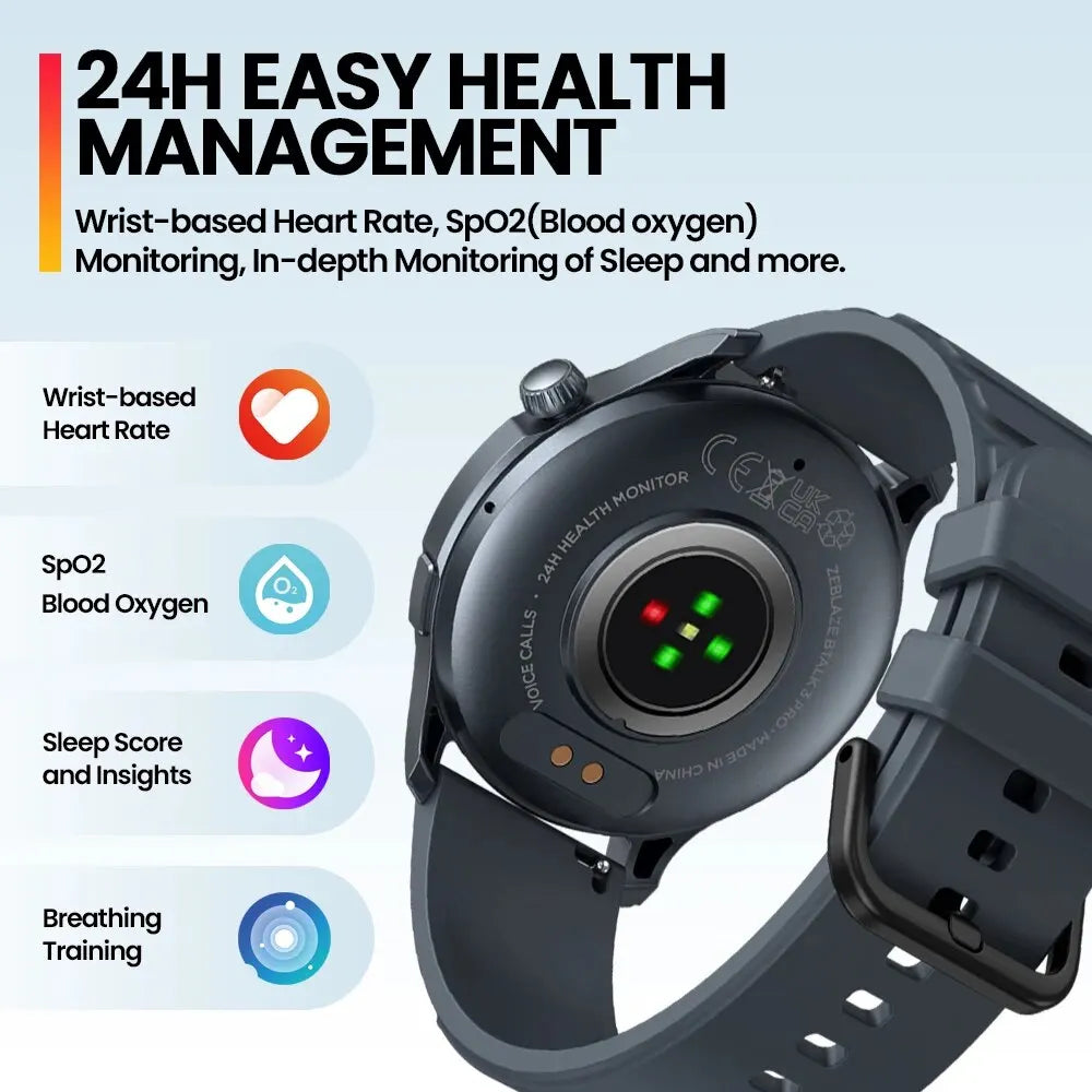 Montre Connectée Zeblaze BTALK 3 PRO AMOLED 1,43" Appels Bluetooth Santé Sport – CLEVI Paris