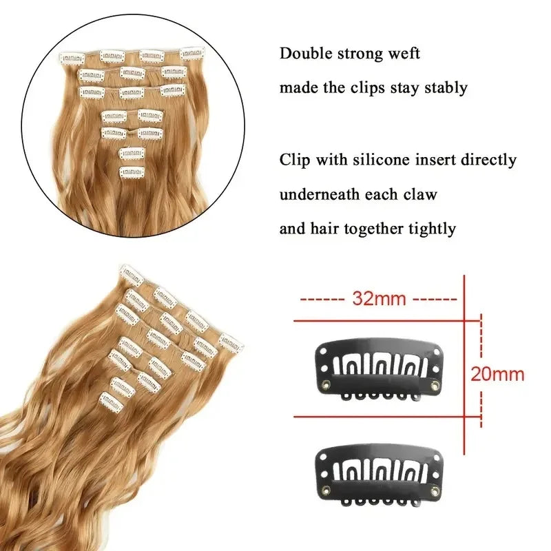 Extensions à clips synthétiques ondulées 22 pouces – CLEVI Paris