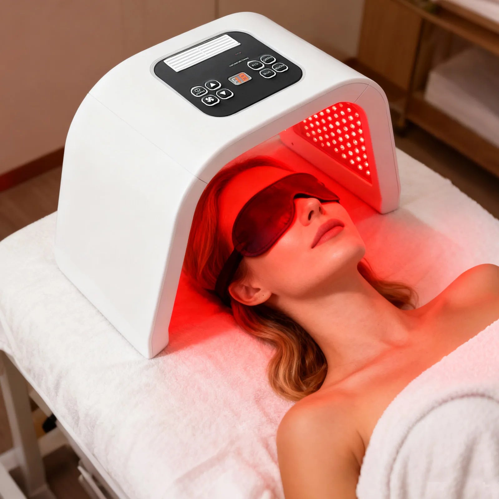 Masque LED Visage 7 Couleurs 287 LEDs Thérapie Lumineuse Anti-Âge Acné – CLEVI Paris