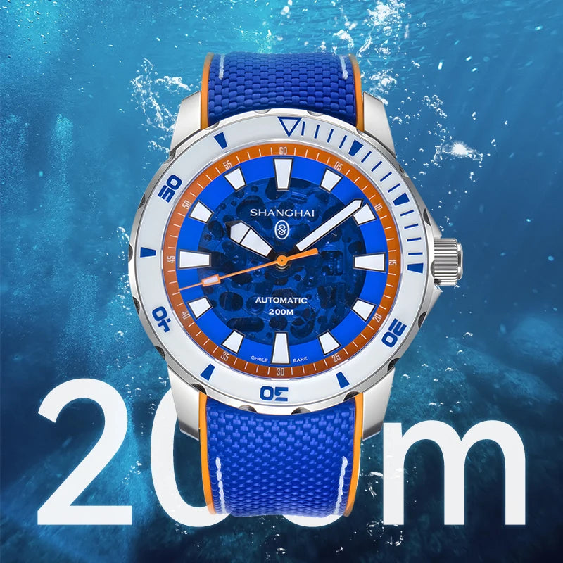 Montre Shanghai SH023 – Automatique Miyota 8N24, Diver 200M, Verre Saphir, Acier 316L 41,5 mm, Lunette Lumineuse – CLEVI Paris