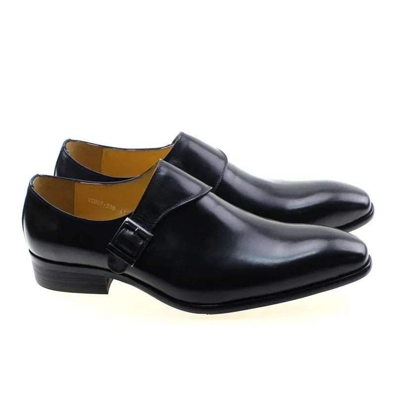 Monk Strap Homme Cuir Véritable Boucle Bout Pointu Business Formel 2 Coloris – CLEVI Paris