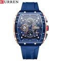 Montre Chronographe Homme CURREN 8442 – Boîtier Carré, Bracelet Silicone Sport