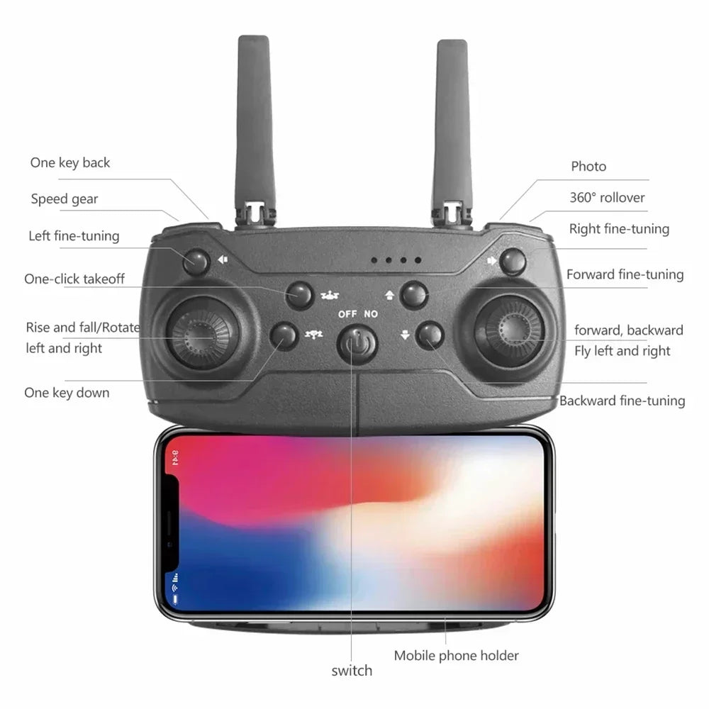 Drone Pliable E88 Caméra 4K WiFi FPV – Double Caméra, Vol Autonome, Mode Sans Tête