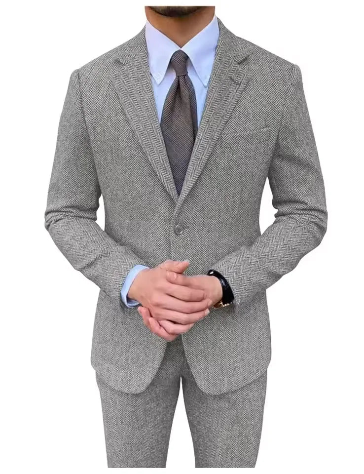 Costume homme 3 pièces classique à chevrons – CLEVI Paris