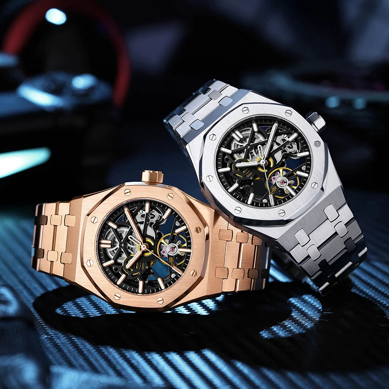 Montre Tourbillon Automatique Squelette Homme | Acier Inoxydable – CLEVI Paris