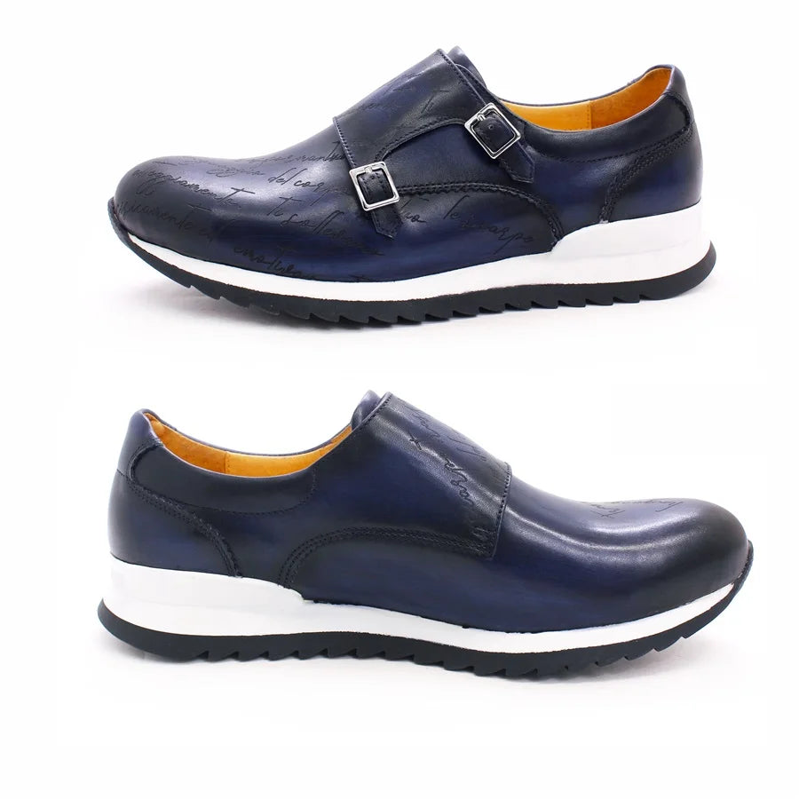 Chaussures Cuir Homme Faites Main | Double Boutonnage Bout Rond Mariage