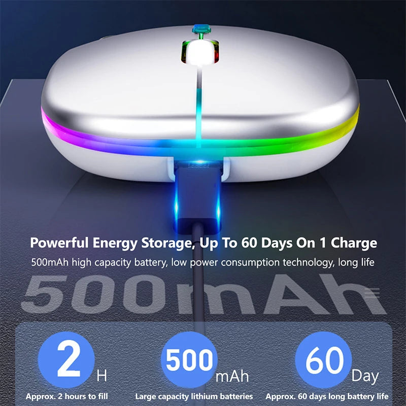Souris Bluetooth Sans Fil HXSJ — Double Mode 2.4GHz, RGB, 1600 DPI, Rechargeable, PC & Mac | CLEVI Paris