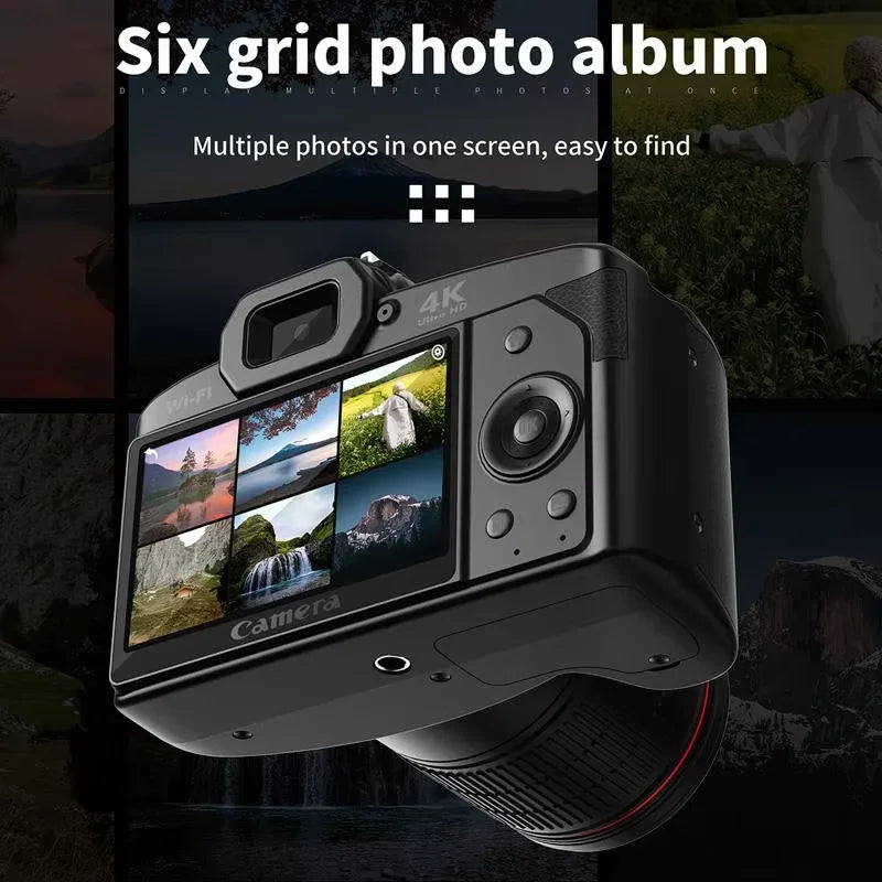 Appareil Photo Numérique SKIG 4K WiFi – Double Objectif, 64MP, Écran IPS 3", Zoom 16x, Vision Nocturne – CLEVI Paris