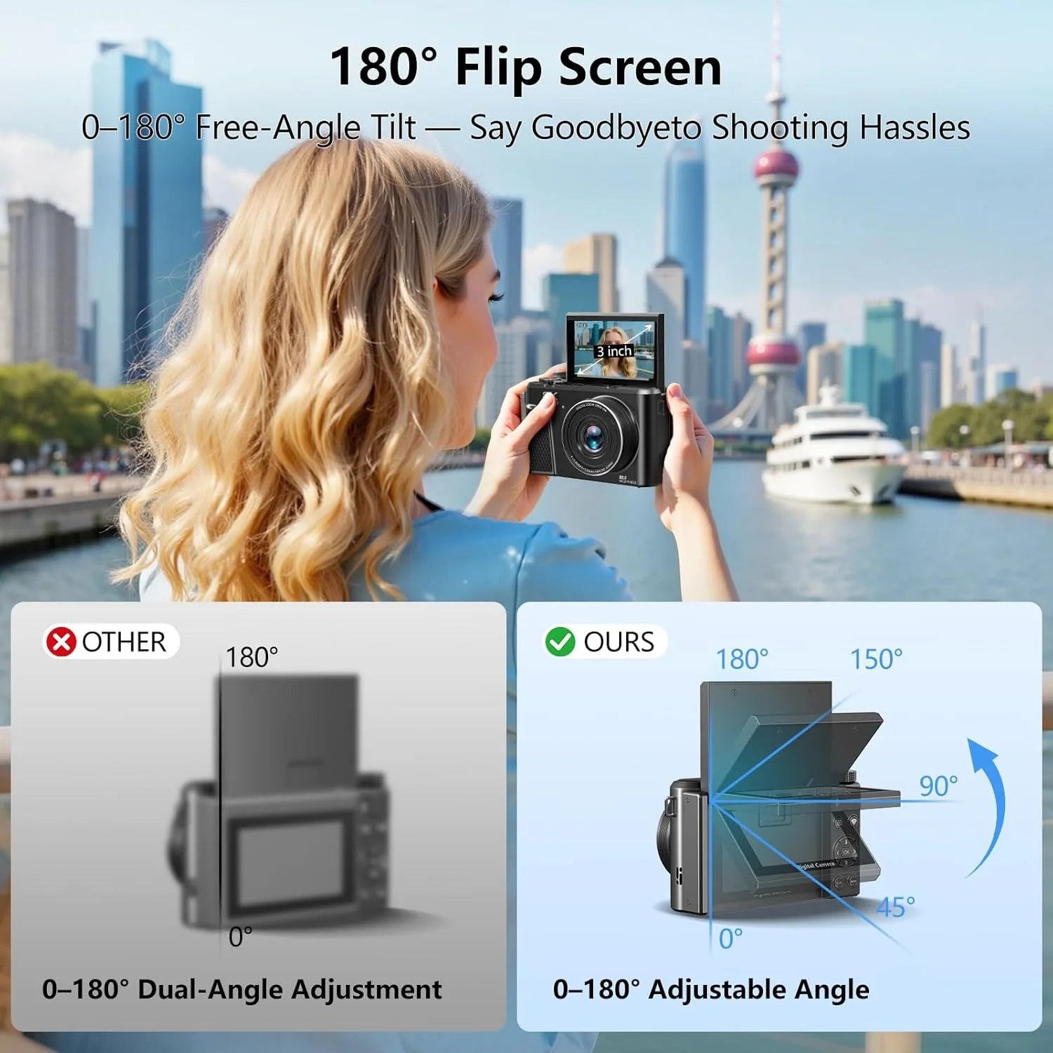 Appareil Photo Vlogging JSAMAZING W300 8K 88MP – Écran 3" Orientable 180°, Zoom 18x, WiFi, Stabilisation Double, YouTube – CLEVI Paris