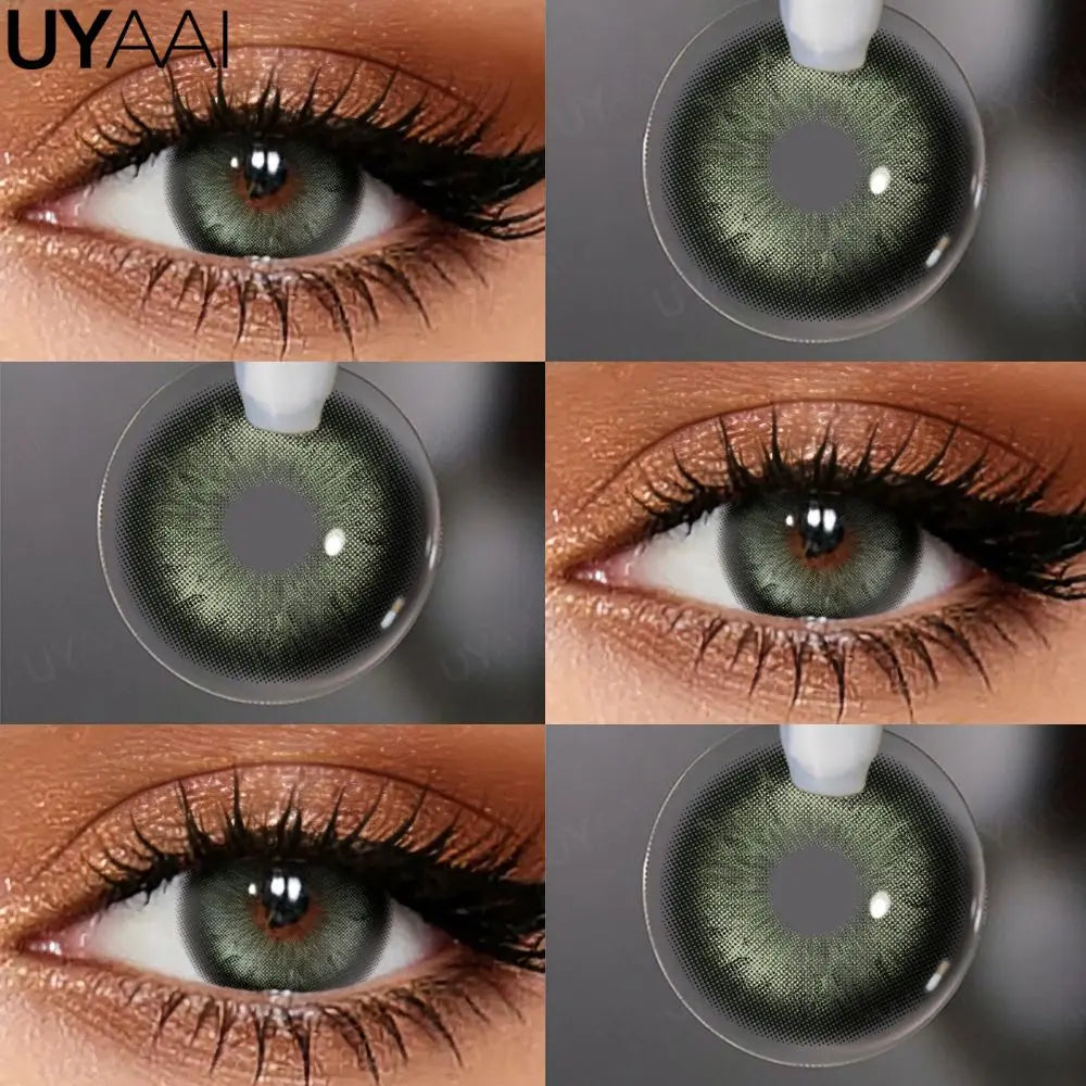 Lentilles de Contact Colorées UYAAI – 15 Teintes de Vert, Sans Correction, Port Annuel