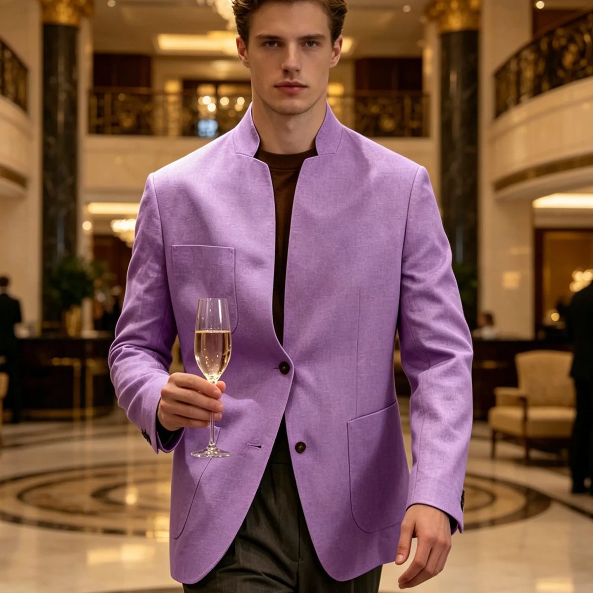 Blazer Lin Homme Col Mandarin – CLEVI Paris
