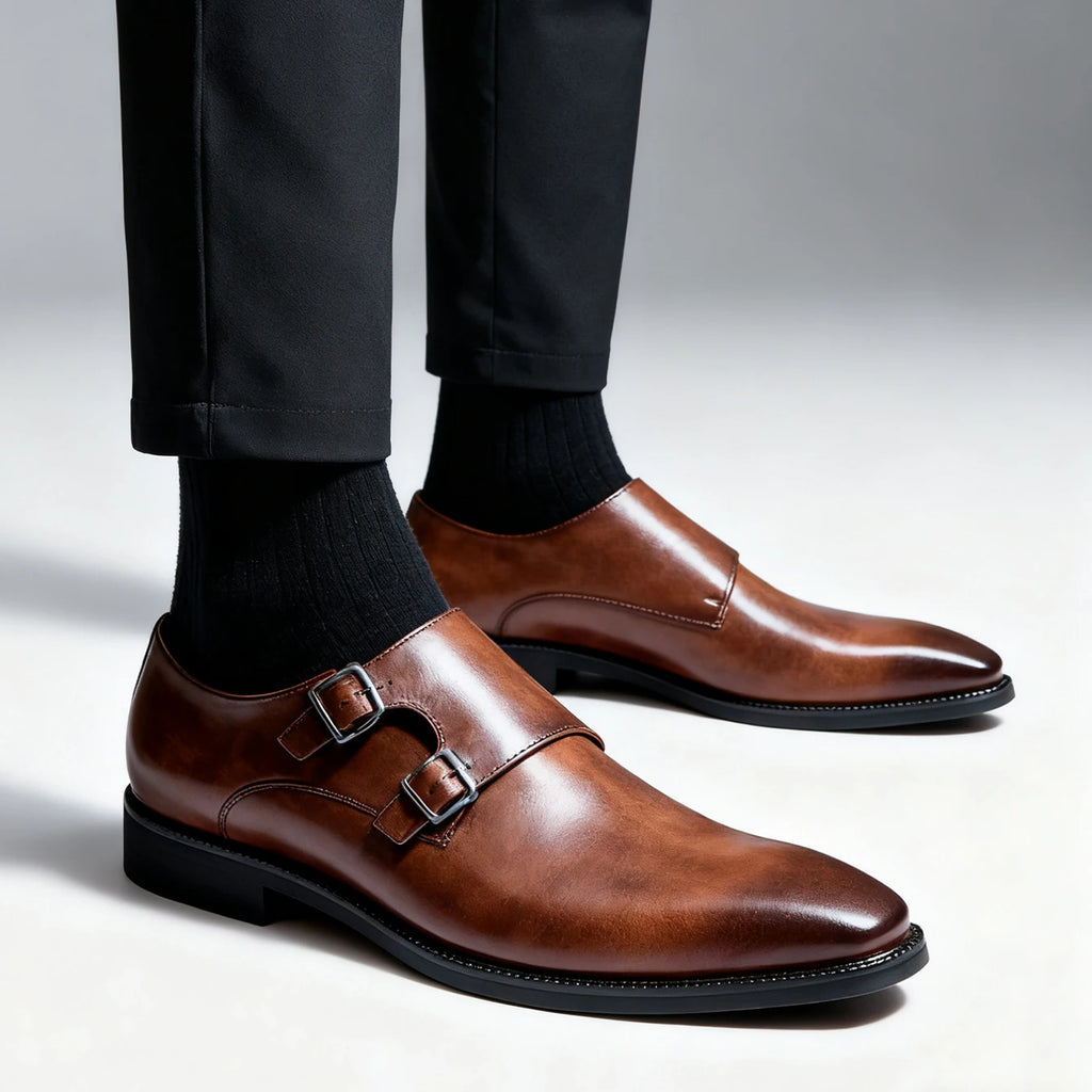 Oxford Monk-Strap Homme Bout Pointu Style Rétro | Business Mariage EU 38-46