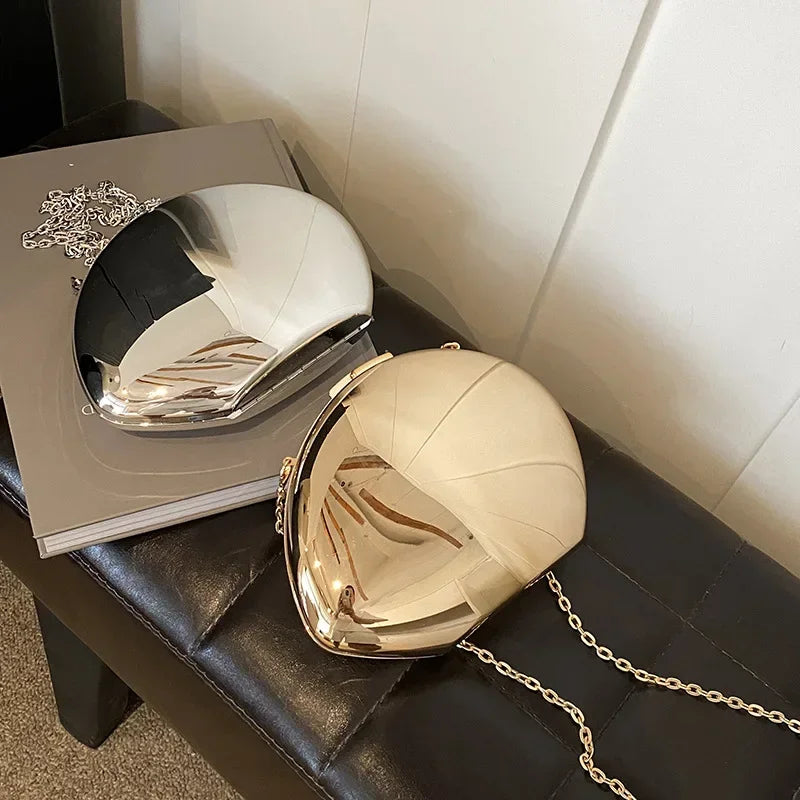 Pochette Coquille Métallique Soirée Femme — CLEVI Paris