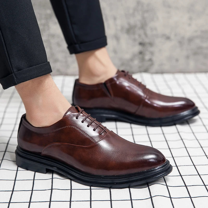 Derby Homme Cuir Véritable Slip-On | Bureau Mariage Vintage 2 Coloris