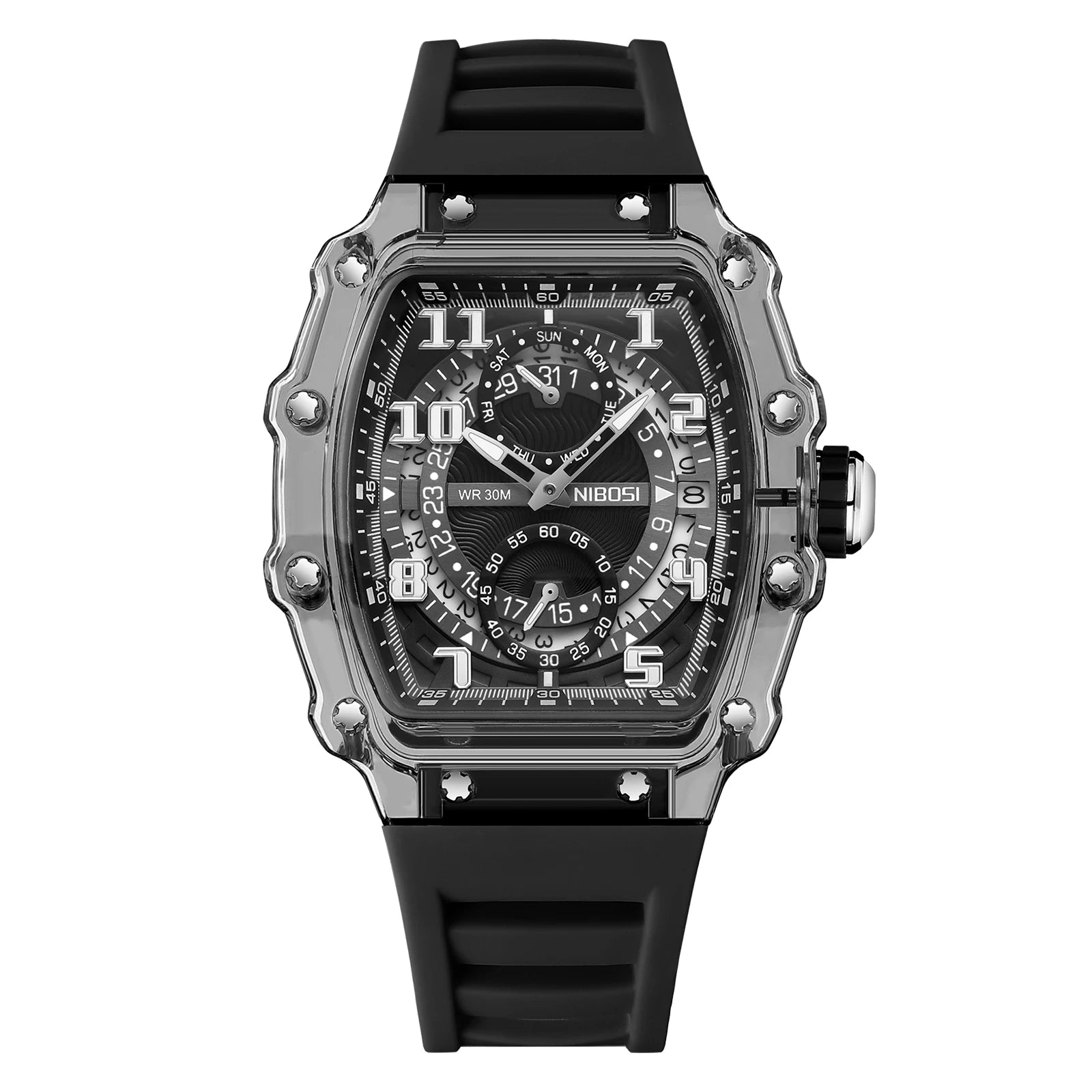 NIBOSI Montre Quartz Japonais Homme Squelette Sport Silicone Lumineux Anti-Magnétique – CLEVI Paris