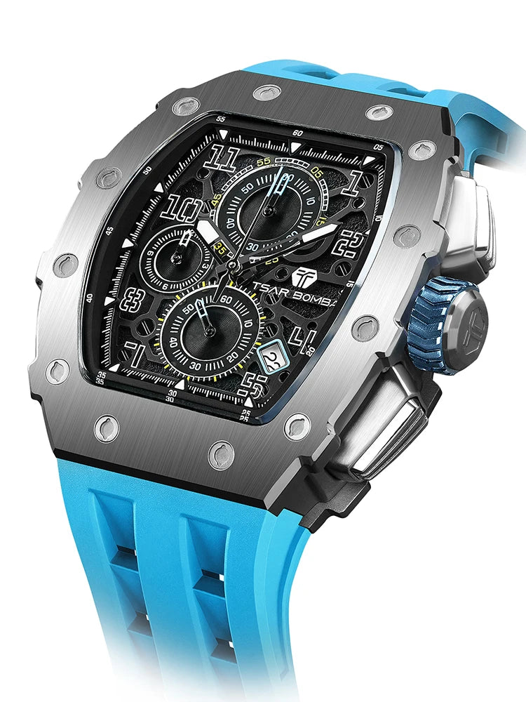 Montre Homme TSAR BOMBA TB-8204Q – Chronographe Quartz Japonais, Verre Saphir, Étanche 50M
