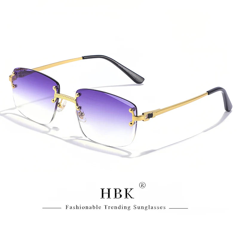 Lunettes de Soleil Carrées Sans Monture Femme HBK – Verres Dégradés UV400 – CLEVI Paris