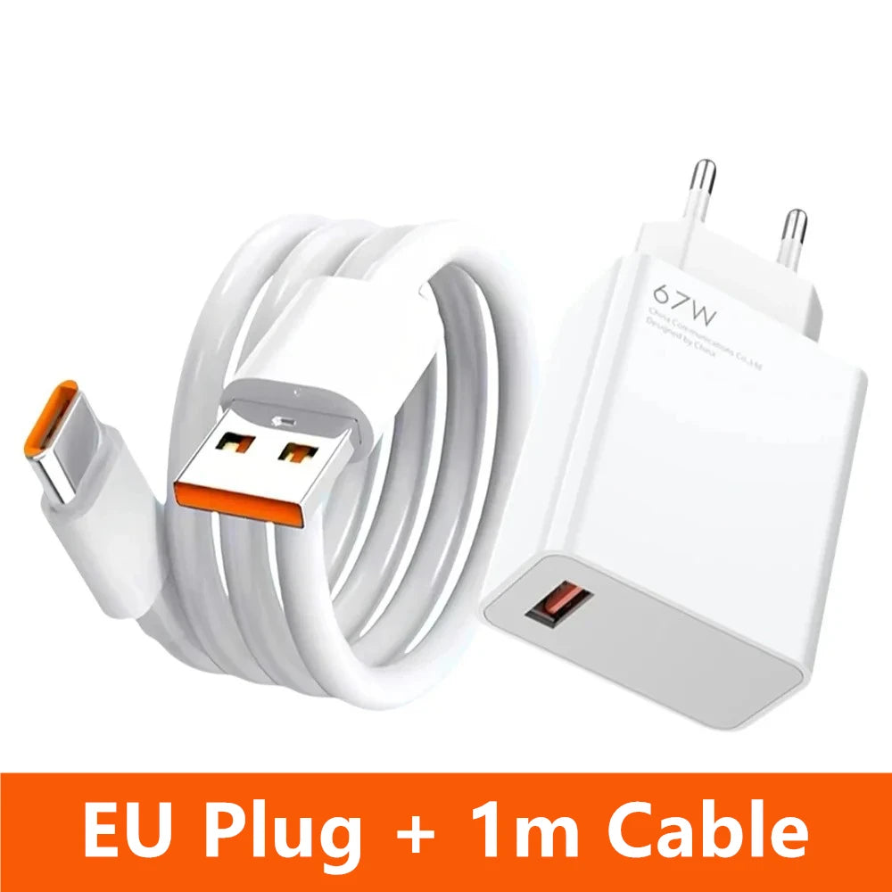 Chargeur Rapide 67W 6A USB-C Xiaomi Redmi POCO Prise EU + Câble – CLEVI Paris