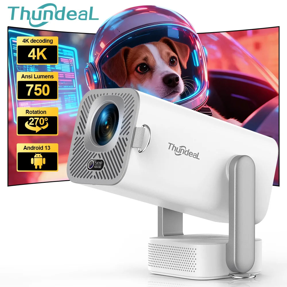 Projecteur Android ThundeaL TD80Pro – 4K, 750 ANSI, Full HD 1080P, WiFi 6, Home Cinéma