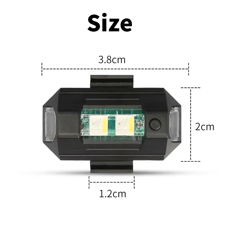 Feux Stroboscopiques LED 7 Couleurs USB – Anti-Collision, 30 Modes, 8h Autonomie – Moto, Vélo & Drone – CLEVI Paris