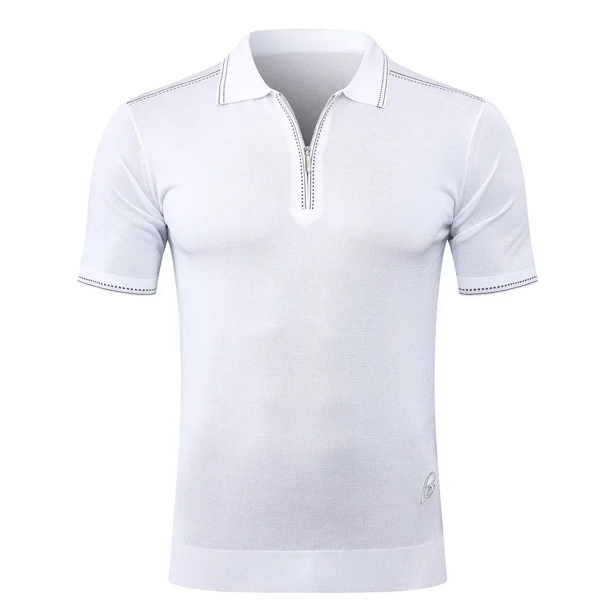 Polo Homme Soie & Bambou Brodé Manches Courtes Zip Casual Été Grandes Tailles M-5XL – CLEVI Paris